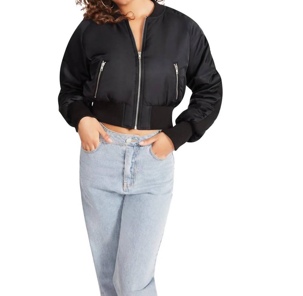 NEW STEVE MADDEN eva bomber jacket in black